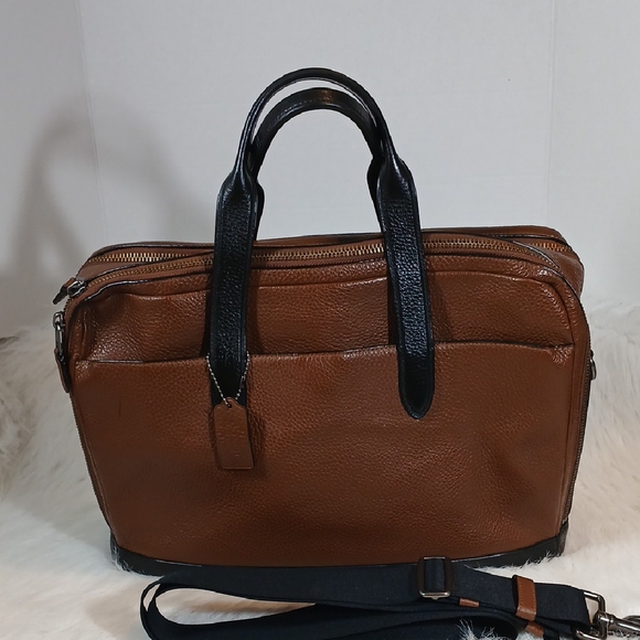 Coach Hamilton Brown Leather Double Zip  Men's Briefcase/ Shoulder Bag - Picture 1 of 16